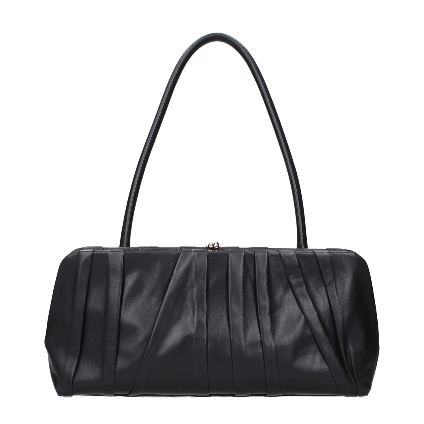 Shoulder Bag by Jil Sander for women in leather black features an effortlessly chic silhouette with a secure , ample , and versatile shoulder-strap for effortlessly chic everyday luxury.