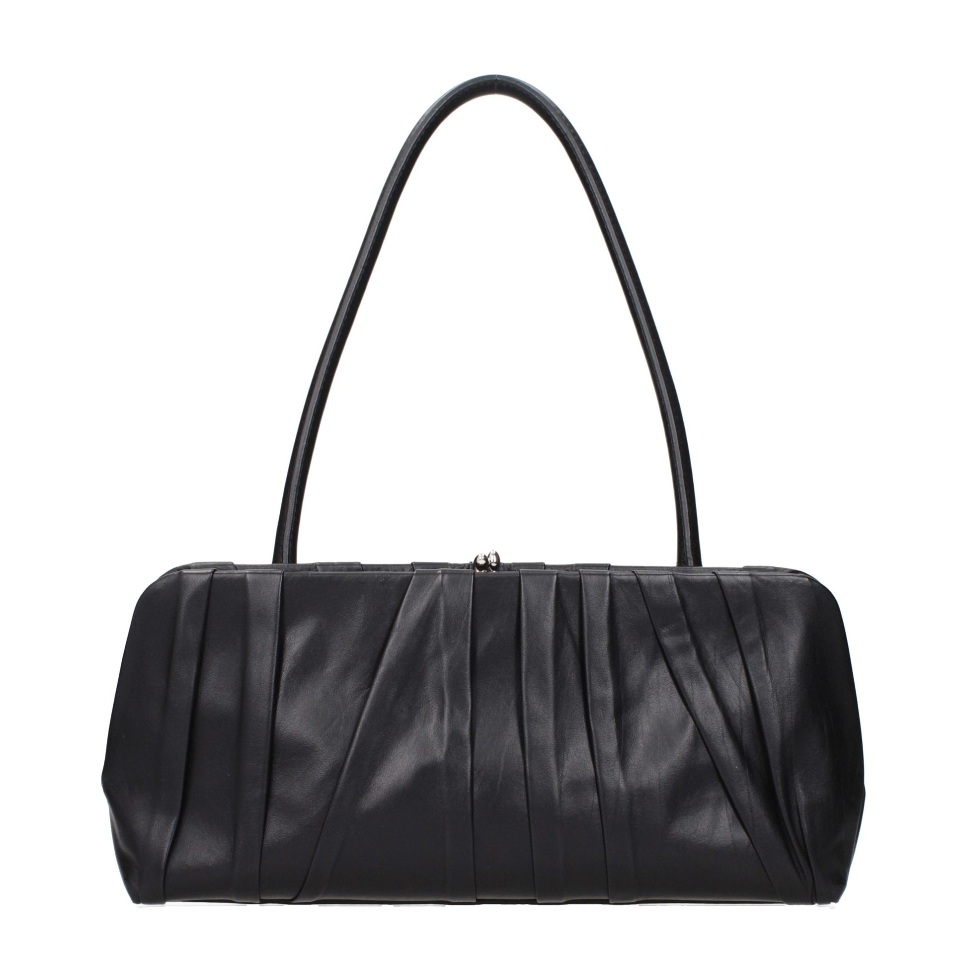 Shoulder Bag by Jil Sander for women in leather black features an effortlessly chic silhouette with a secure , ample , and versatile shoulder-strap for effortlessly chic everyday luxury.