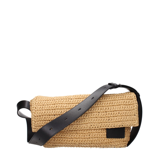 Crossbody Handbag by Jil Sander for women in raffia beige features a versatile chic silhouette, meticulously detailed with a secure , ample , and versatile crossbody-strap & adjustable-strap.