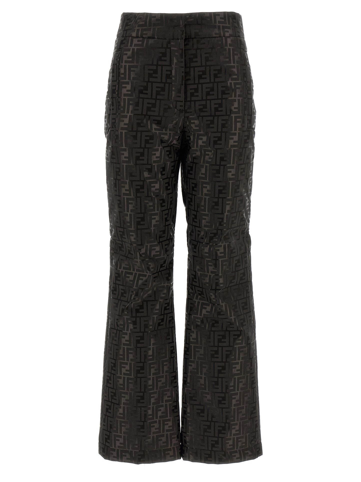 Fendi Women's Athletic High Rise Polyamide Cotton Activewear Pants - Brown Patterned