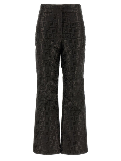 Fendi Women's Athletic High Rise Polyamide Cotton Activewear Pants - Brown Patterned