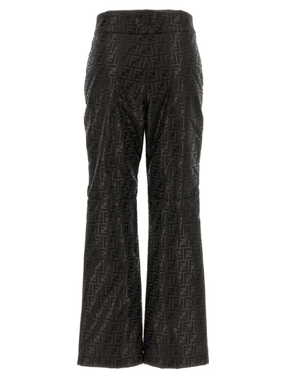 Fendi Women's Athletic High Rise Polyamide Cotton Activewear Pants - Brown Patterned