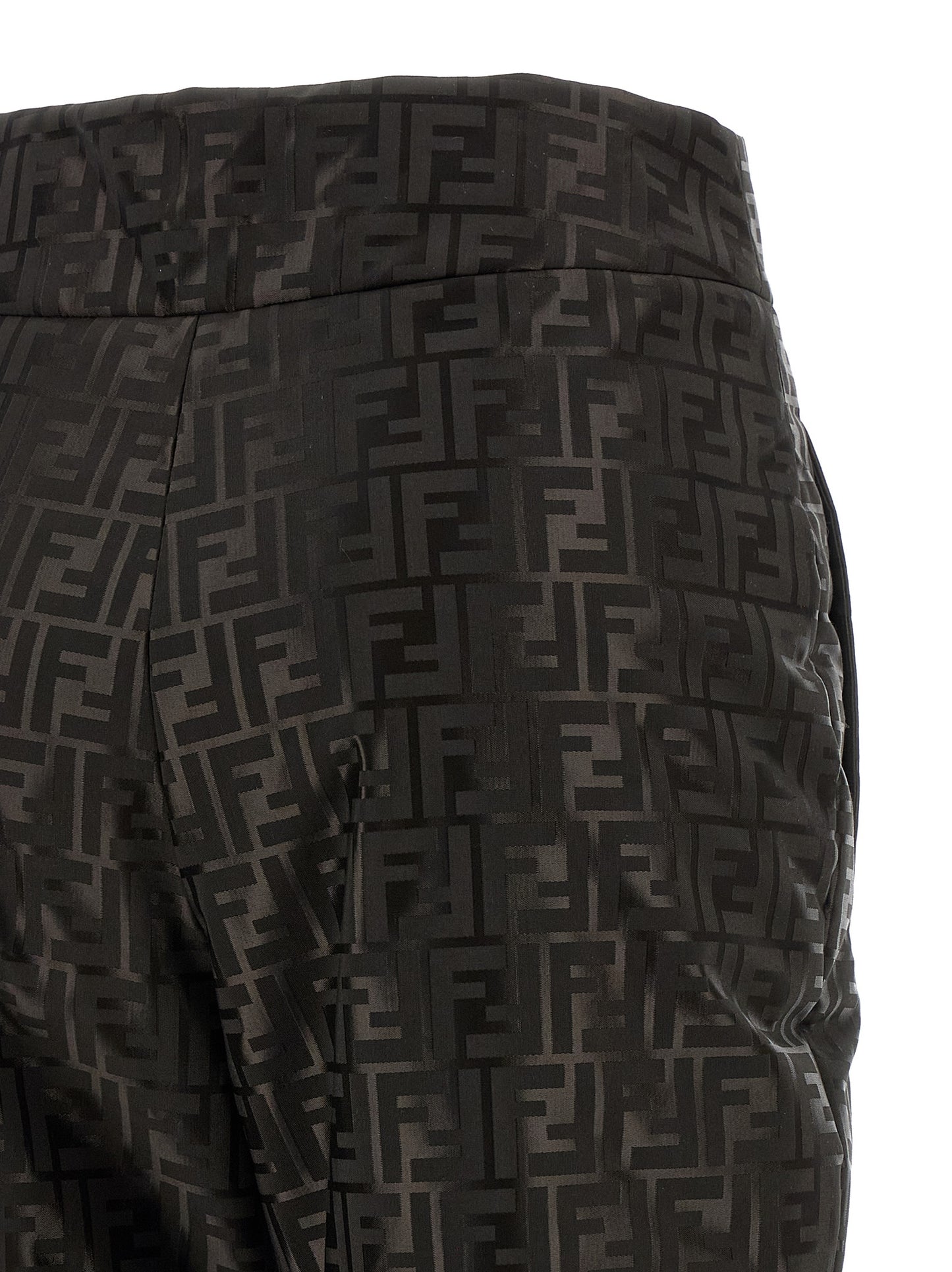 Fendi Women's Athletic High Rise Polyamide Cotton Activewear Pants - Brown Patterned