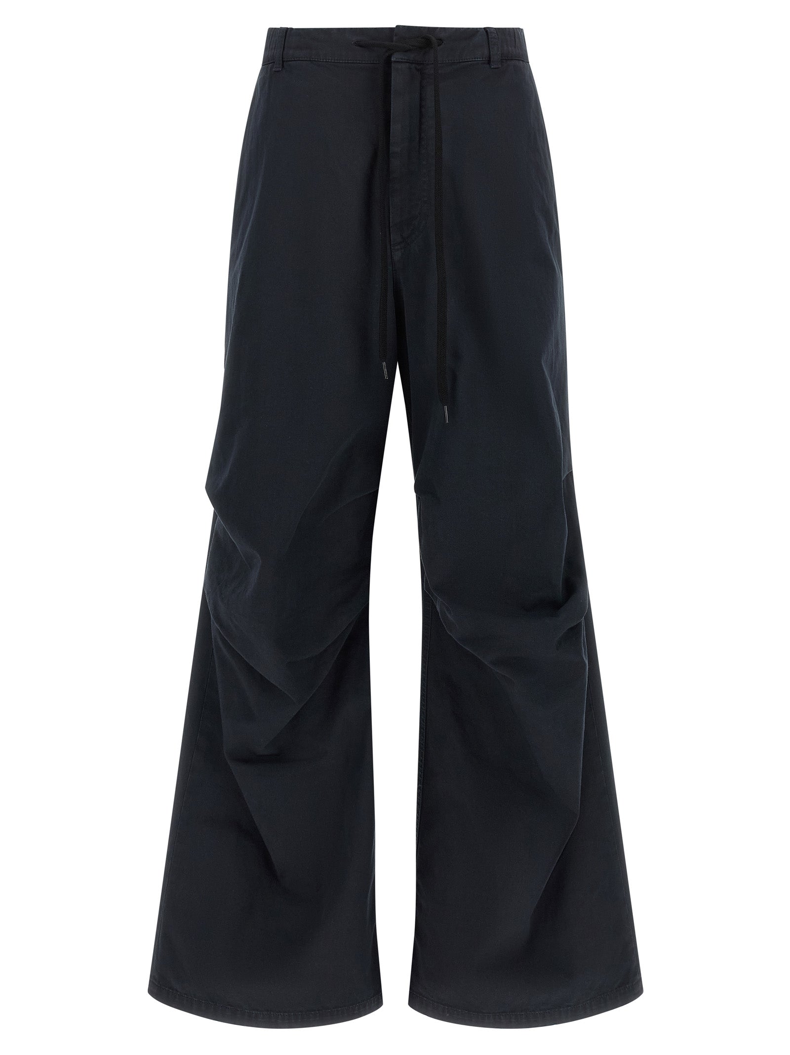 Trousers by MM6 Maison Margiela for women in cotton canvas blue & white presents a smart silhouette, meticulously detailed with a smart wide, a smart long, and a smart .