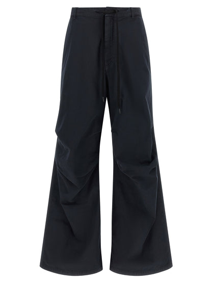 Trousers by MM6 Maison Margiela for women in cotton canvas blue & white presents a smart silhouette, meticulously detailed with a smart wide, a smart long, and a smart .