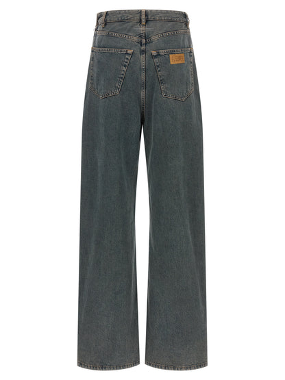 Jeans by MM6 Maison Margiela for women in cotton denim gradient, gray & white features a polished silhouette with a polished wide, reaching a polished long and finished with a polished .