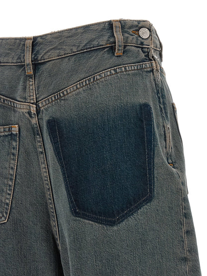 Jeans by MM6 Maison Margiela for women in cotton denim gradient, gray & white features a polished silhouette with a polished wide, reaching a polished long and finished with a polished .