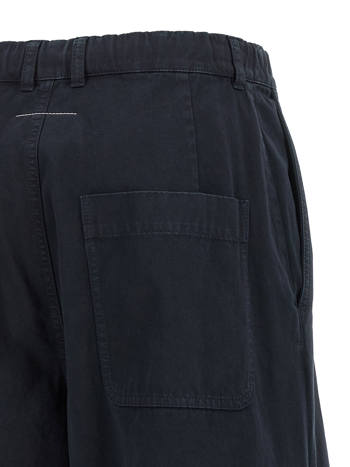 Trousers by MM6 Maison Margiela for women in cotton canvas blue & white features an on trend silhouette, showcasing a sophisticated wide with a long and for an on trend finish.