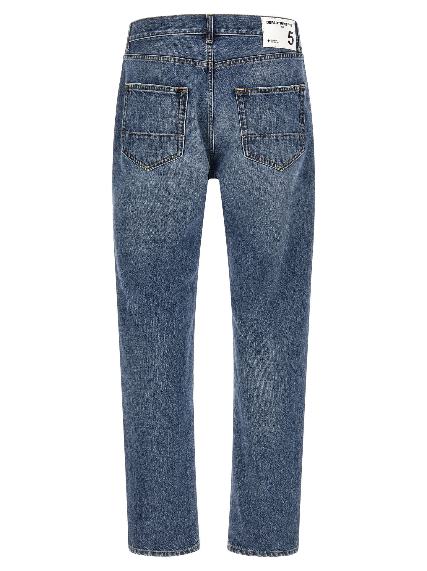 Jeans by Department 5 for men in denim cotton blue & white features an sartorial relaxed-fit and long with a cut for a sartorial finish.
