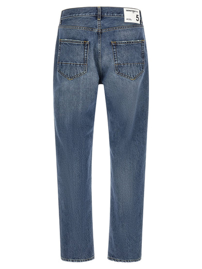 Jeans by Department 5 for men in denim cotton blue & white features an sartorial relaxed-fit and long with a cut for a sartorial finish.