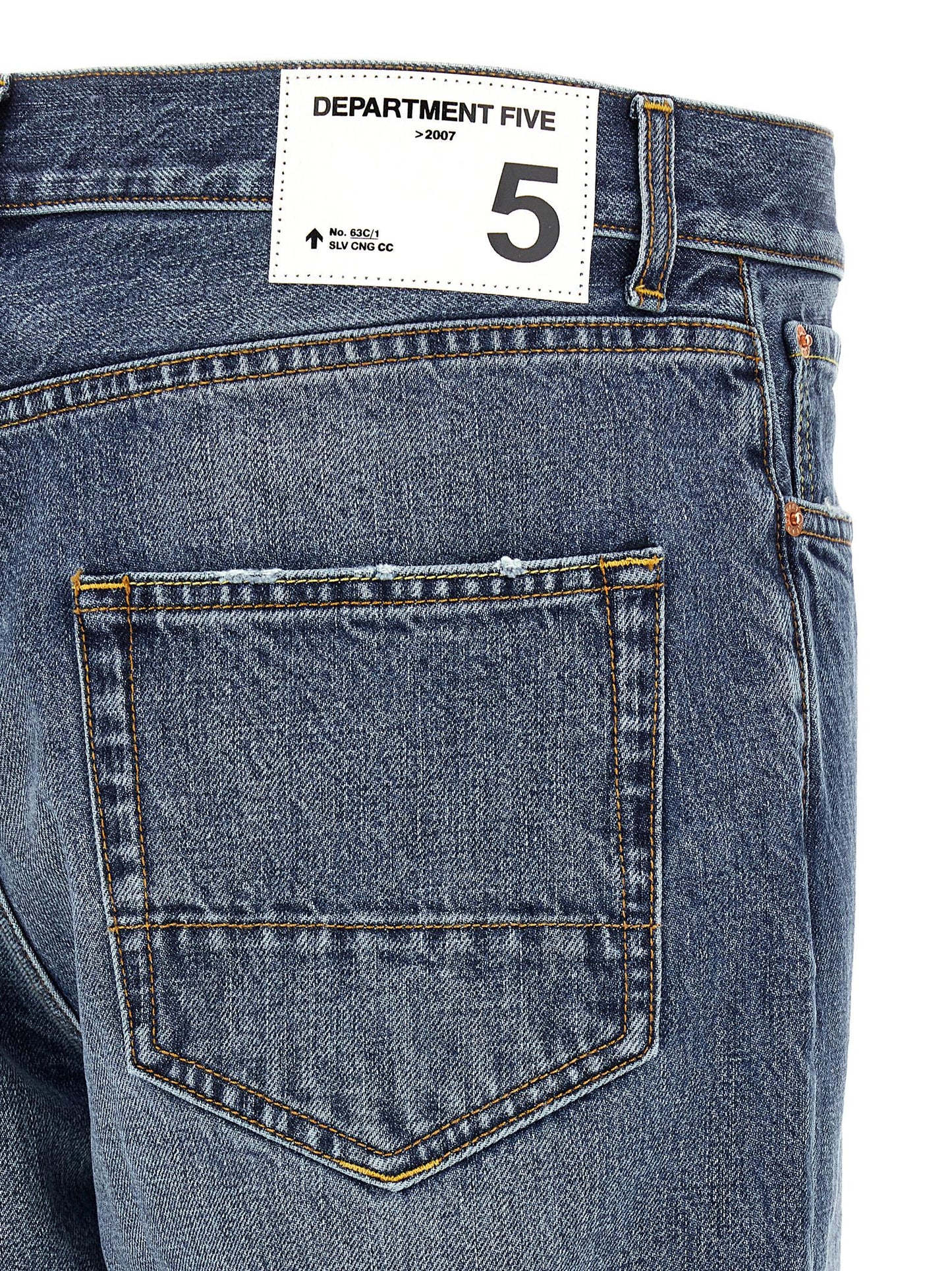 Jeans by Department 5 for men in denim cotton blue & white presents a refined pantology silhouette, artfully defined by a refined pantology relaxed-fit, long, and a sophisticated .