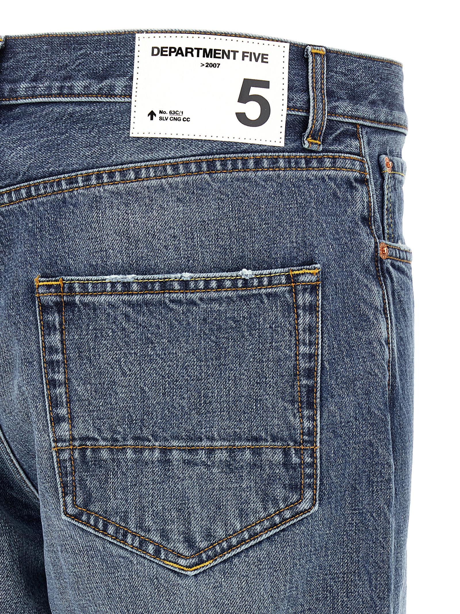 Jeans by Department 5 for men in denim cotton blue & white presents a refined pantology silhouette, artfully defined by a refined pantology relaxed-fit, long, and a sophisticated .