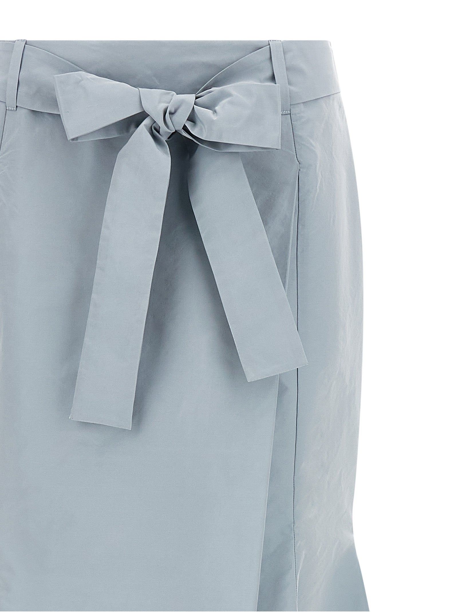 Skirt by PINKO for women in polyester light-blue features a captivating silhouette, showcasing the captivating Flow Women's Flared Polyester Skirt design with a sophisticated mini for a captivating look.