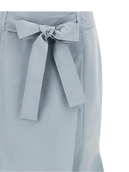Skirt by PINKO for women in polyester light-blue features a captivating silhouette, showcasing the captivating Flow Women's Flared Polyester Skirt design with a sophisticated mini for a captivating look.
