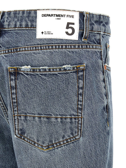 Jeans by Department 5 for men in denim cotton blue, white & signature presents a tailored silhouette, showcasing a tailored relaxed-fit & regular-fit and long cut with a refined for a truly tailored aesthetic.