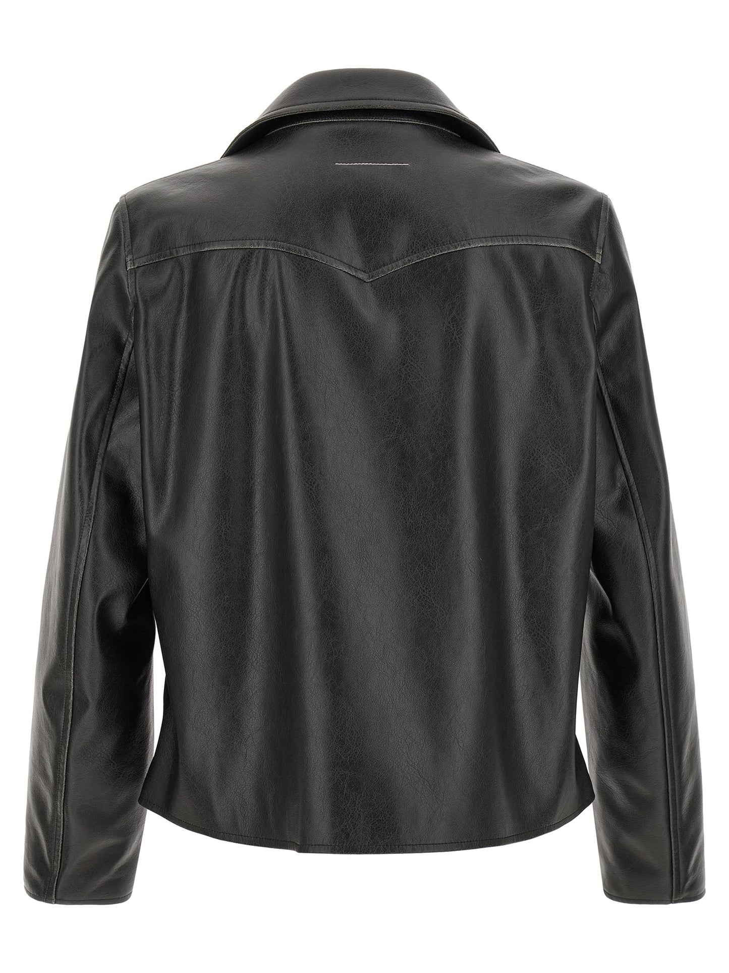 Jacket by MM6 Maison Margiela for men in polyester leather black & white features a smart silhouette, perfectly accentuated by its unique and functional for a smart finish.