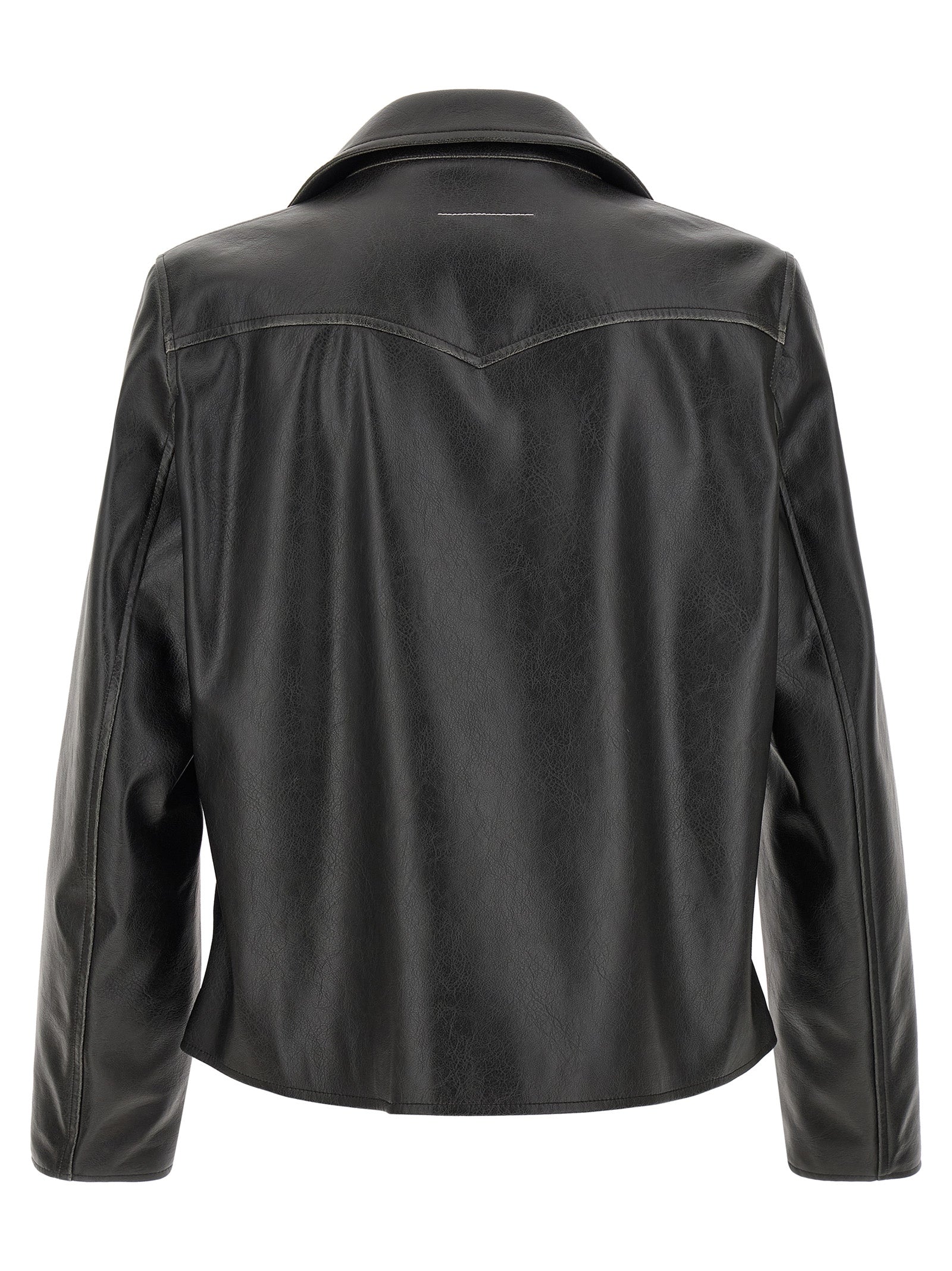 Jacket by MM6 Maison Margiela for men in polyester leather black & white features a smart silhouette, perfectly accentuated by its unique and functional for a smart finish.