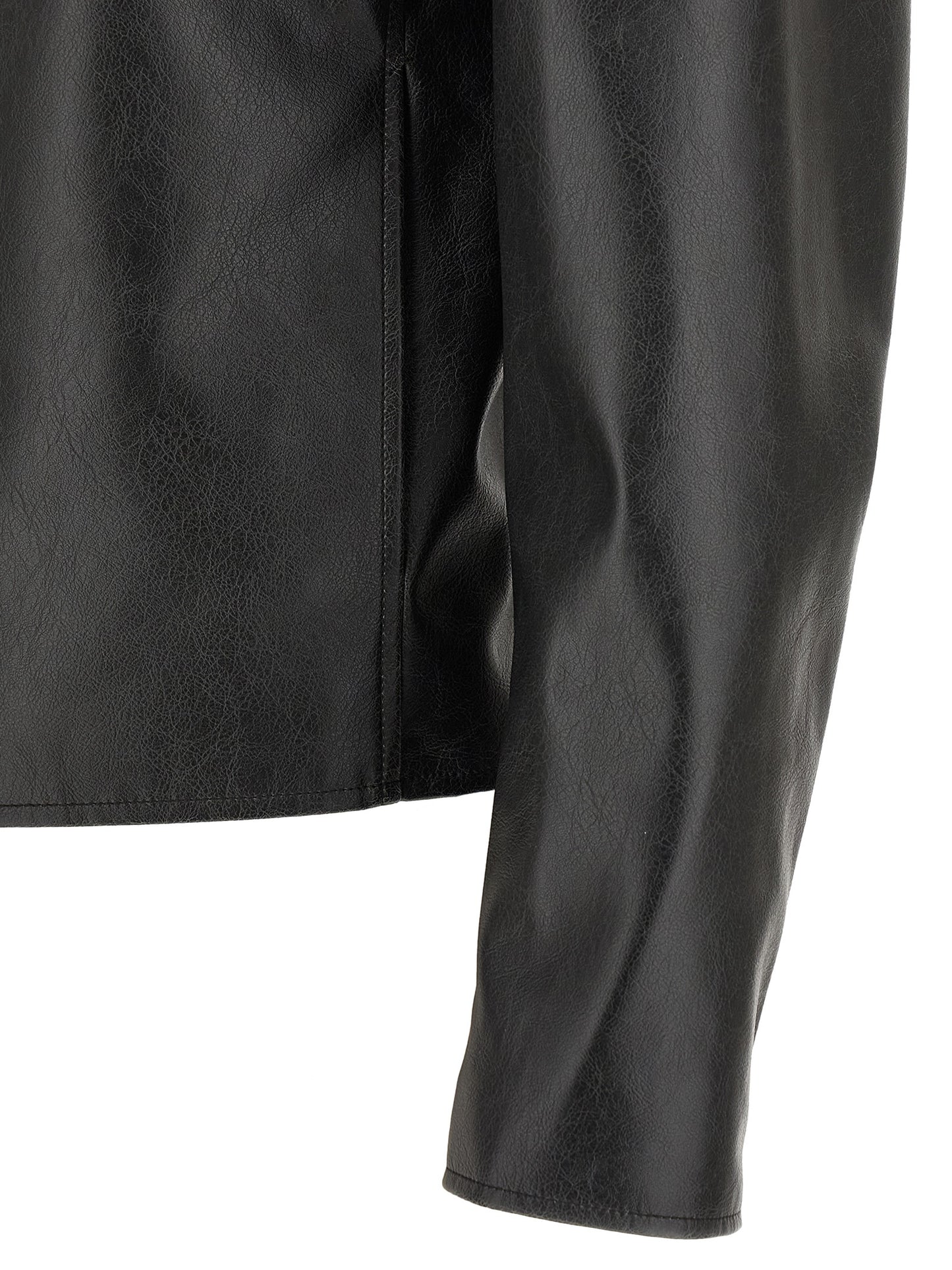Jacket by MM6 Maison Margiela for men in polyester leather black & white presents a impeccable silhouette, showcasing distinct and a impeccable for a sophisticated finish.