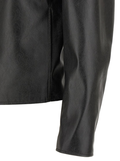 Jacket by MM6 Maison Margiela for men in polyester leather black & white presents a impeccable silhouette, showcasing distinct and a impeccable for a sophisticated finish.