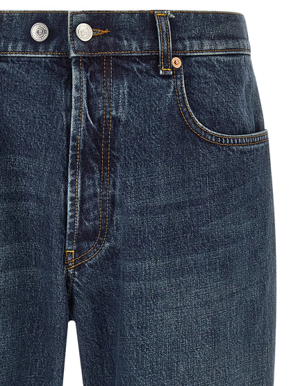 Jeans by Department 5 for men in denim cotton blue, white & signature features an sartorial tapered-leg and long with a cut for a sartorial finish.