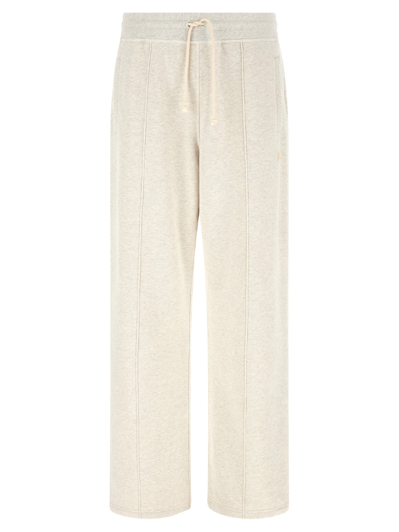 Joggers by Golden Goose for men in cotton gray presents a refined pantology silhouette, artfully defined by a refined pantology flared & wide, long, and a sophisticated .