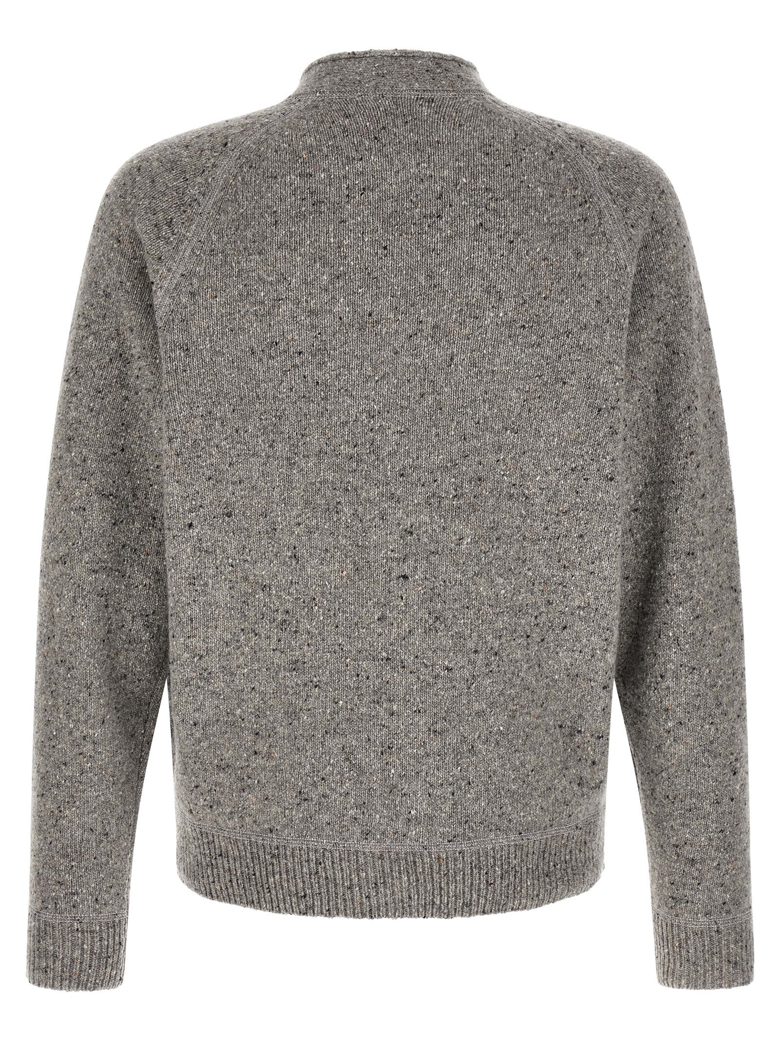 Cardigan by Dsquared² for men in polyamide wool gray showcases a luxurious silhouette, meticulously detailed with a sophisticated v-neck neckline and for a refined finish.