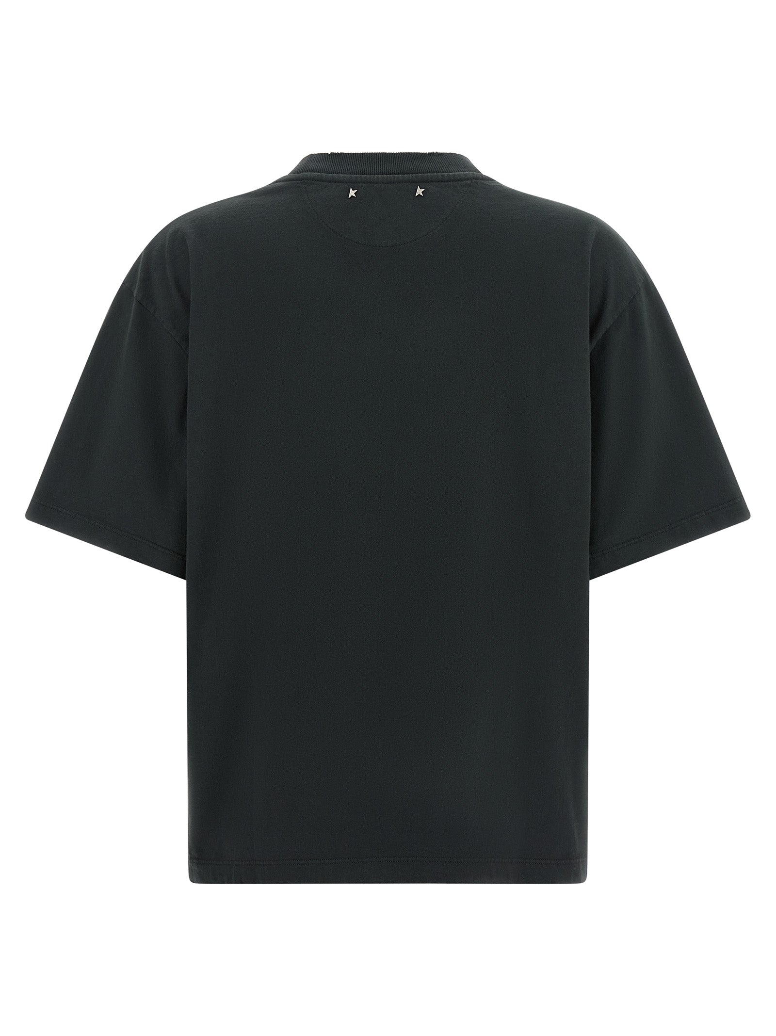 T-Shirt by Golden Goose for women in organic cotton black & signature features an edgy silhouette, meticulously detailed with a sophisticated and crew neckline for a truly edgy finish.