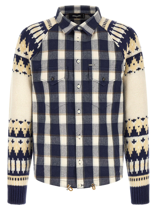 Dsquared² Men's Cotton Flannel Shirt - Multicolor Jacquard