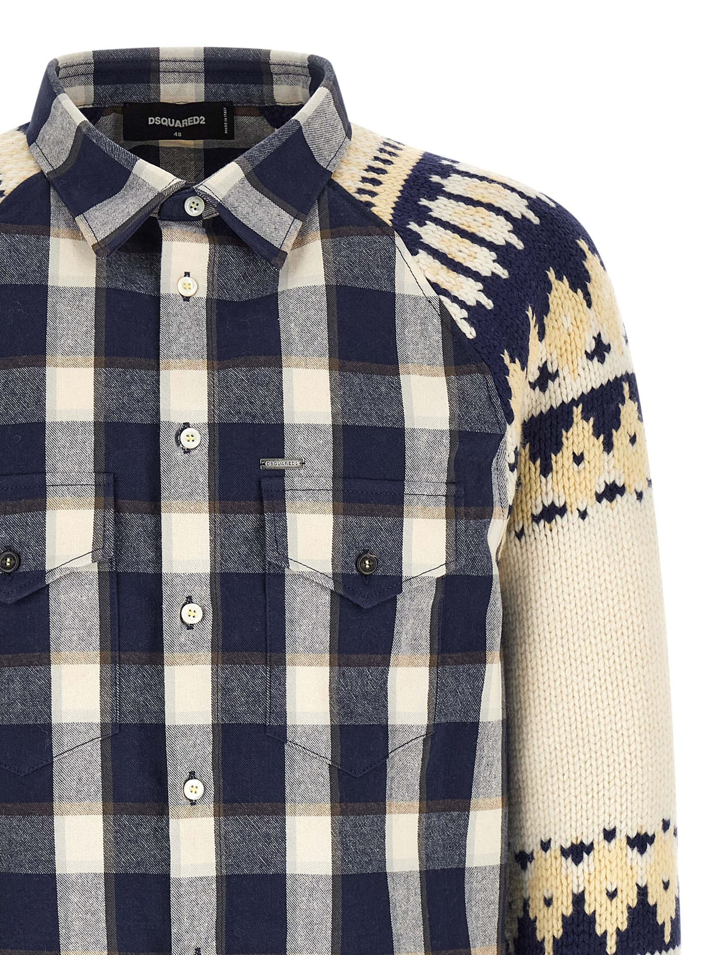 Dsquared² Men's Cotton Flannel Shirt - Multicolor Jacquard