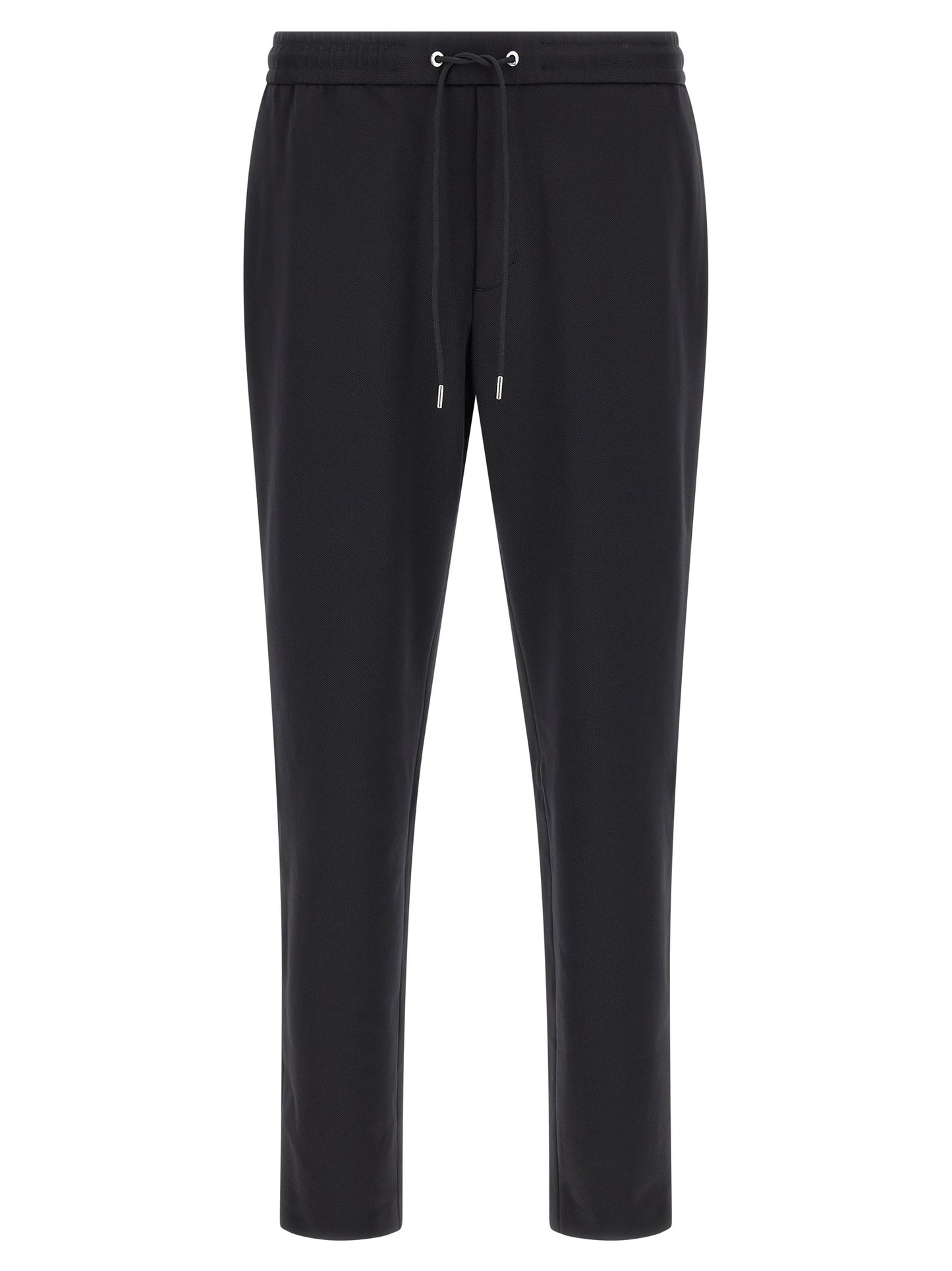 Joggers by Moncler for men in polyamide felt black features an sartorial tapered-leg and long with a cut for a sartorial finish.