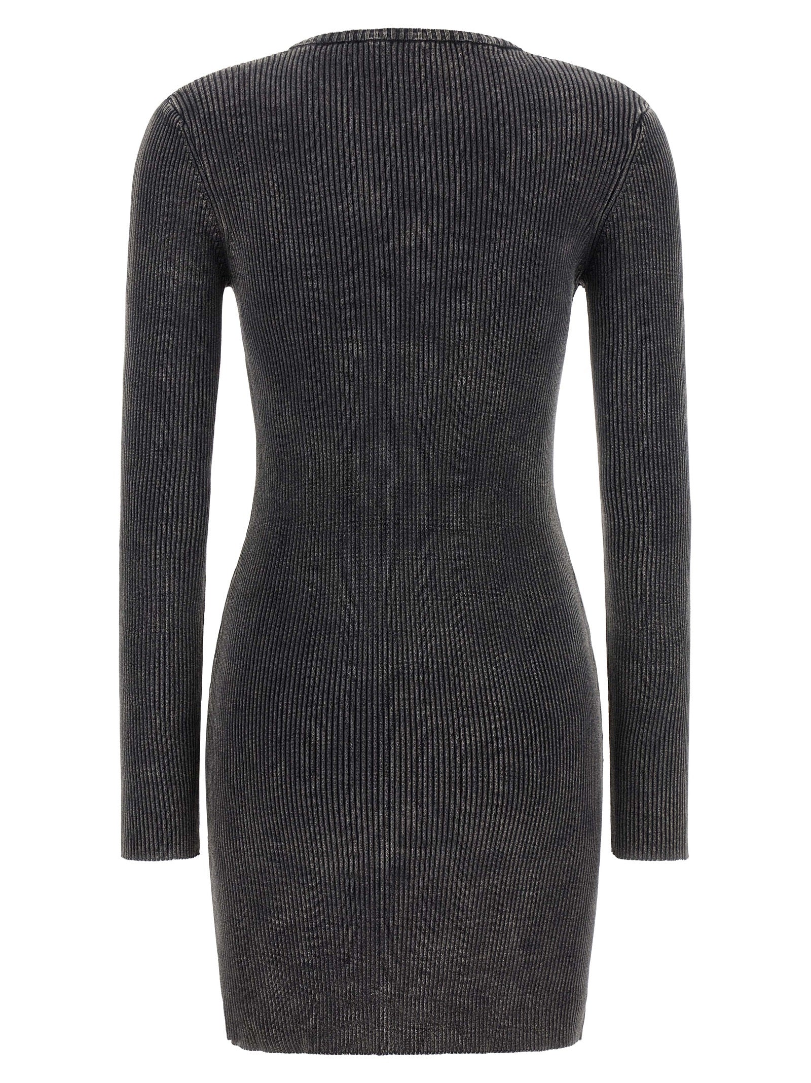 Dress by Diesel for women in cotton black showcases a striking silhouette, elegantly detailed with a , refined round neckline, and a striking short mini for a striking finish.