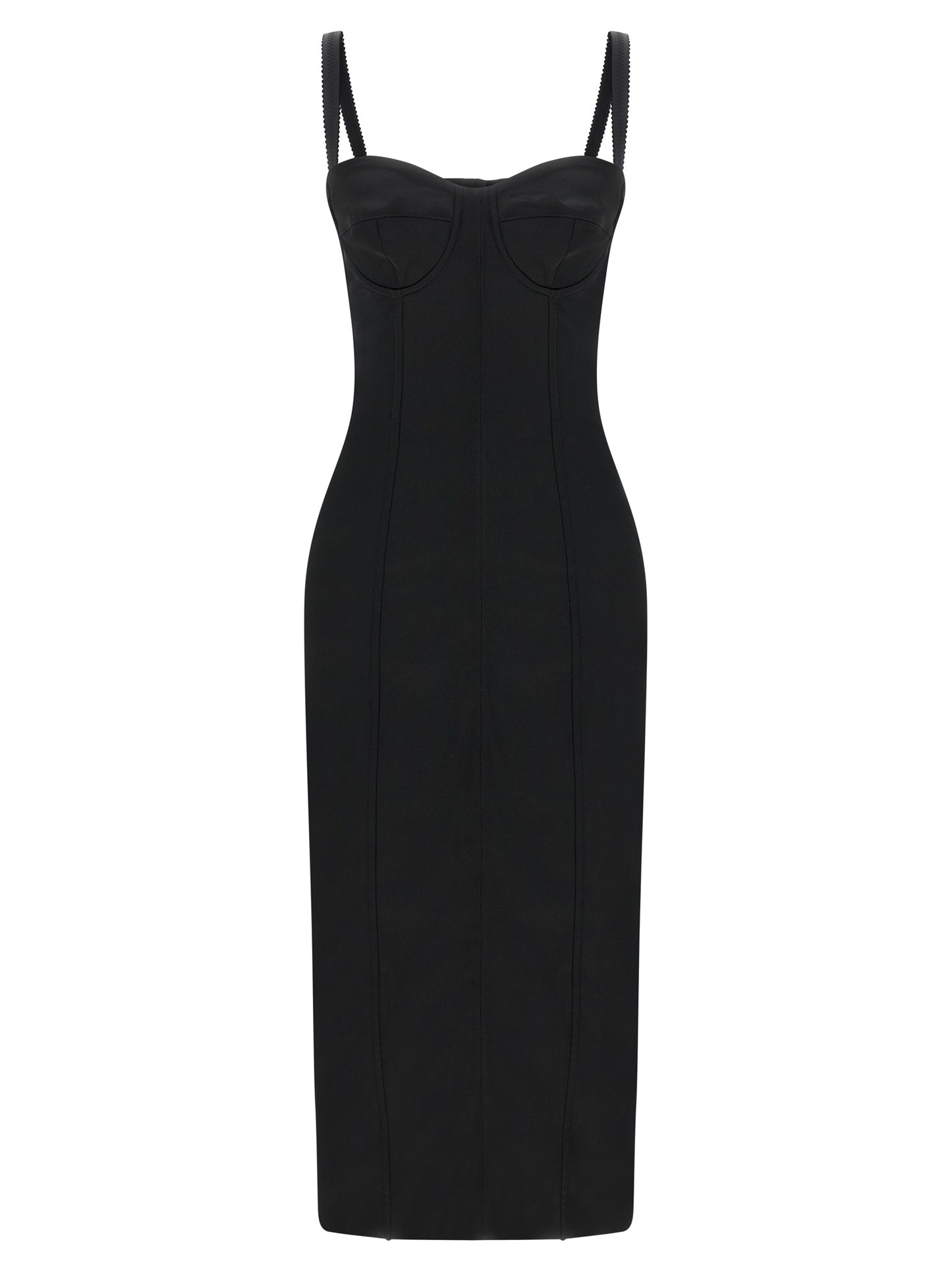 Dolce & Gabbana Women's Sweetheart Neck Polyamide Satin & Silk Midi Dress - Black