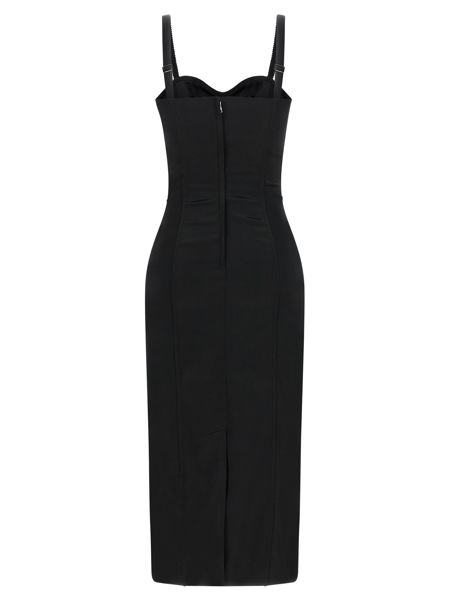 Dolce & Gabbana Women's Sweetheart Neck Polyamide Satin & Silk Midi Dress - Black