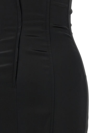 Dolce & Gabbana Women's Sweetheart Neck Polyamide Satin & Silk Midi Dress - Black