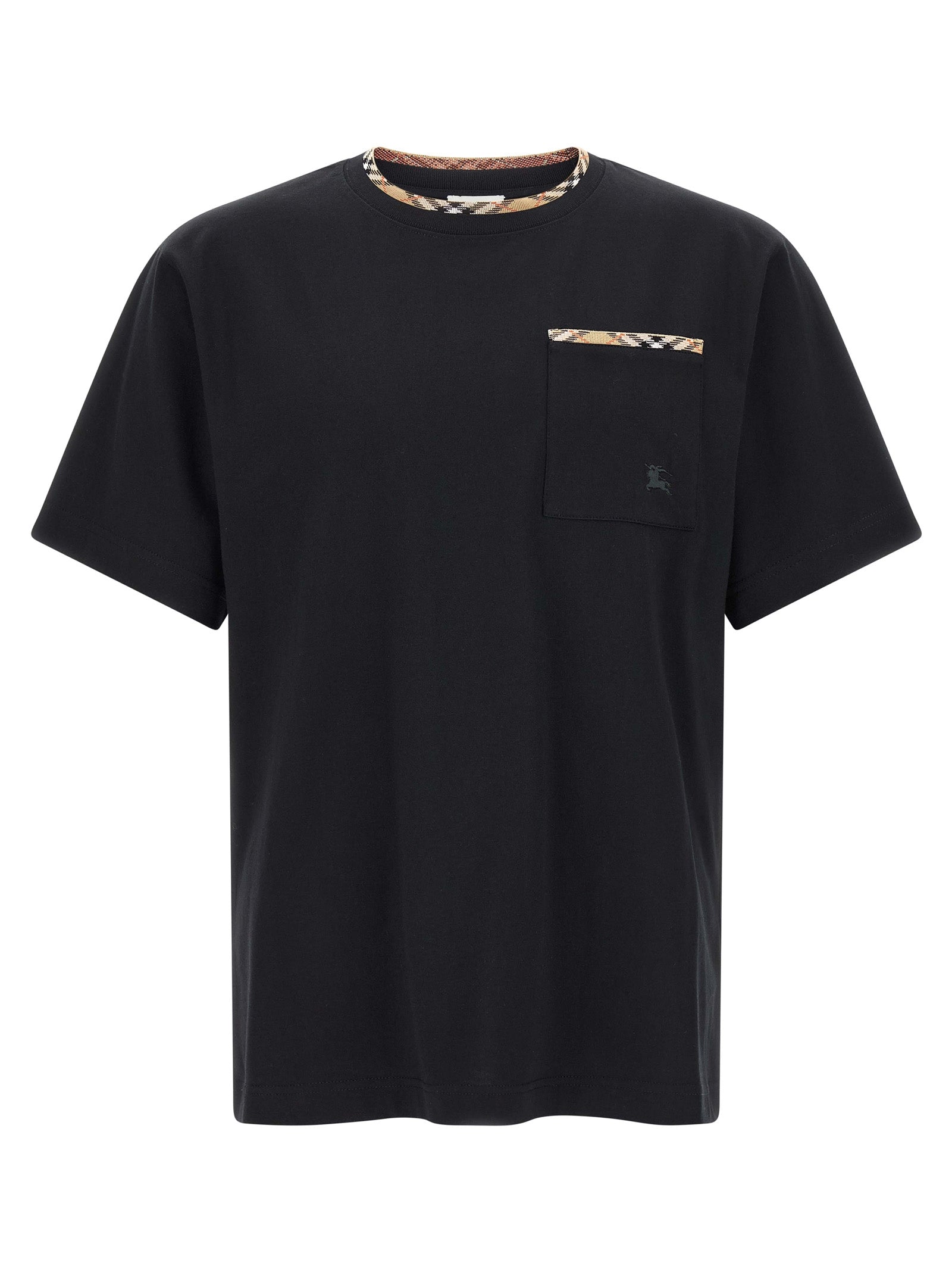 T-Shirt by Burberry for men in cotton black showcases a chic silhouette, artfully detailed with a chic and for a chic finish.