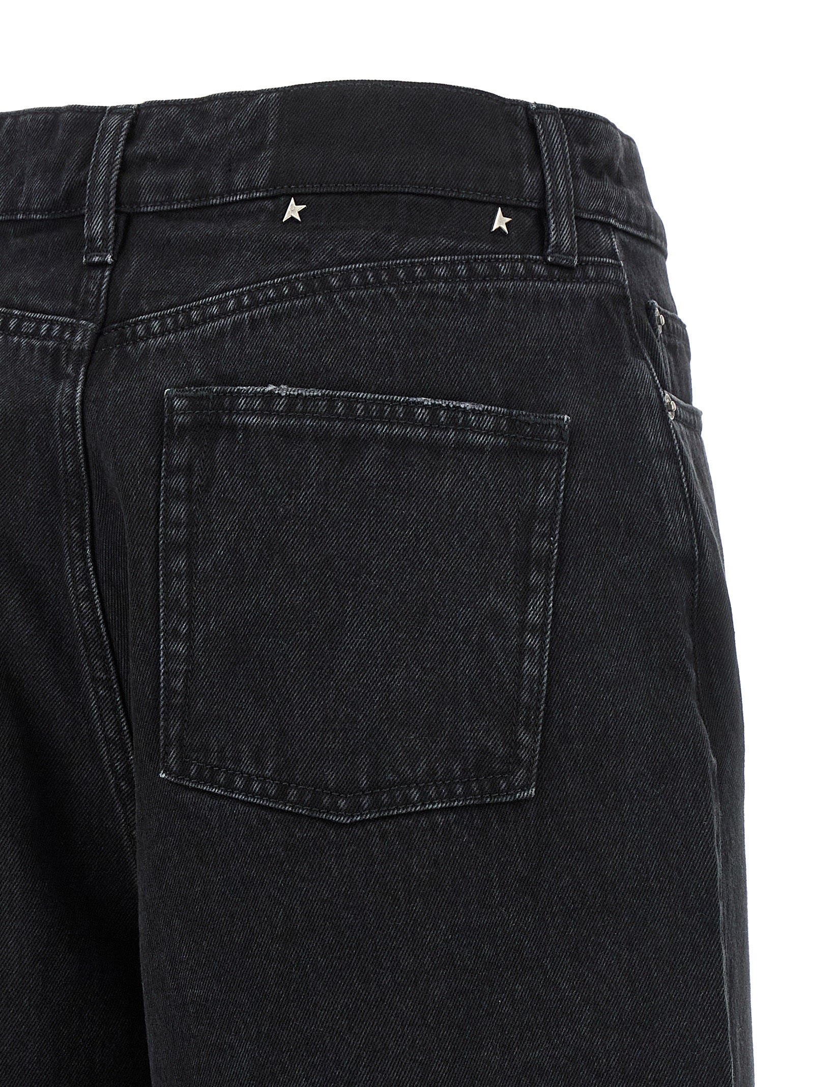 Jeans by Golden Goose for women in denim cotton black features a refined silhouette with a refined flared, relaxed-fit & wide, defined by a and a refined long for a refined finish.