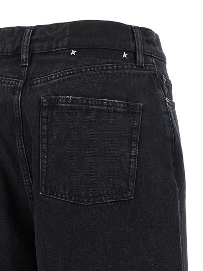 Jeans by Golden Goose for women in denim cotton black features a refined silhouette with a refined flared, relaxed-fit & wide, defined by a and a refined long for a refined finish.