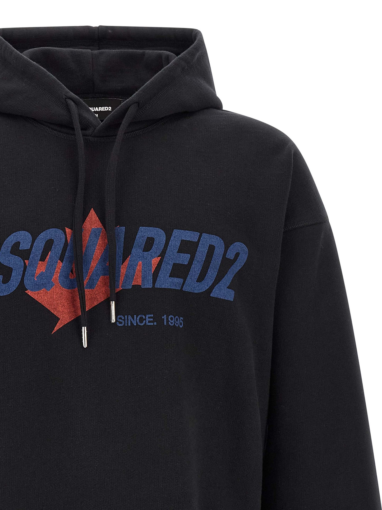 Sweatshirt Hoodie by Dsquared² for men in cotton black & print features a authentic silhouette, showcasing a sophisticated hooded neckline and authentic detail for a refined finish.