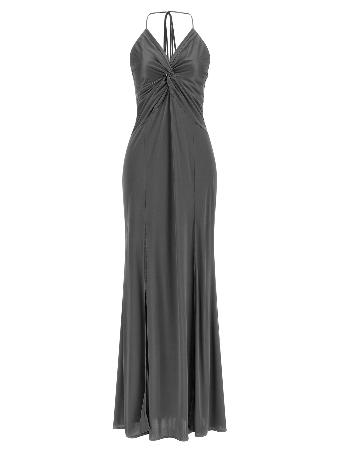 Dress by PINKO for women in acetate gray features an sultry silhouette defined by a and , falling to an sultry long for a sultry look.