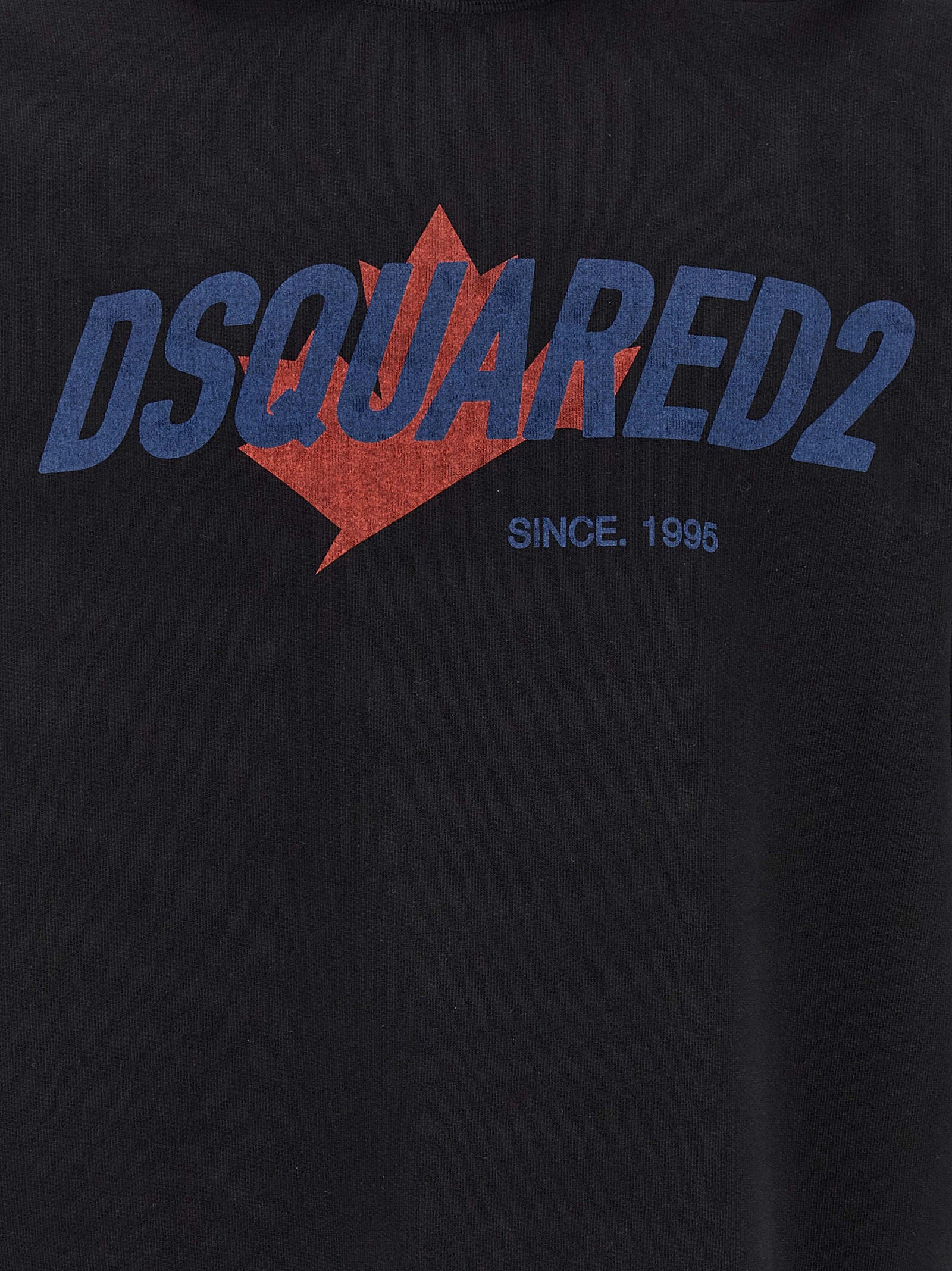 Sweatshirt Hoodie by Dsquared² for men in cotton black & print features an dramatic silhouette, showcasing a sophisticated and dramatic for a refined, modern aesthetic.