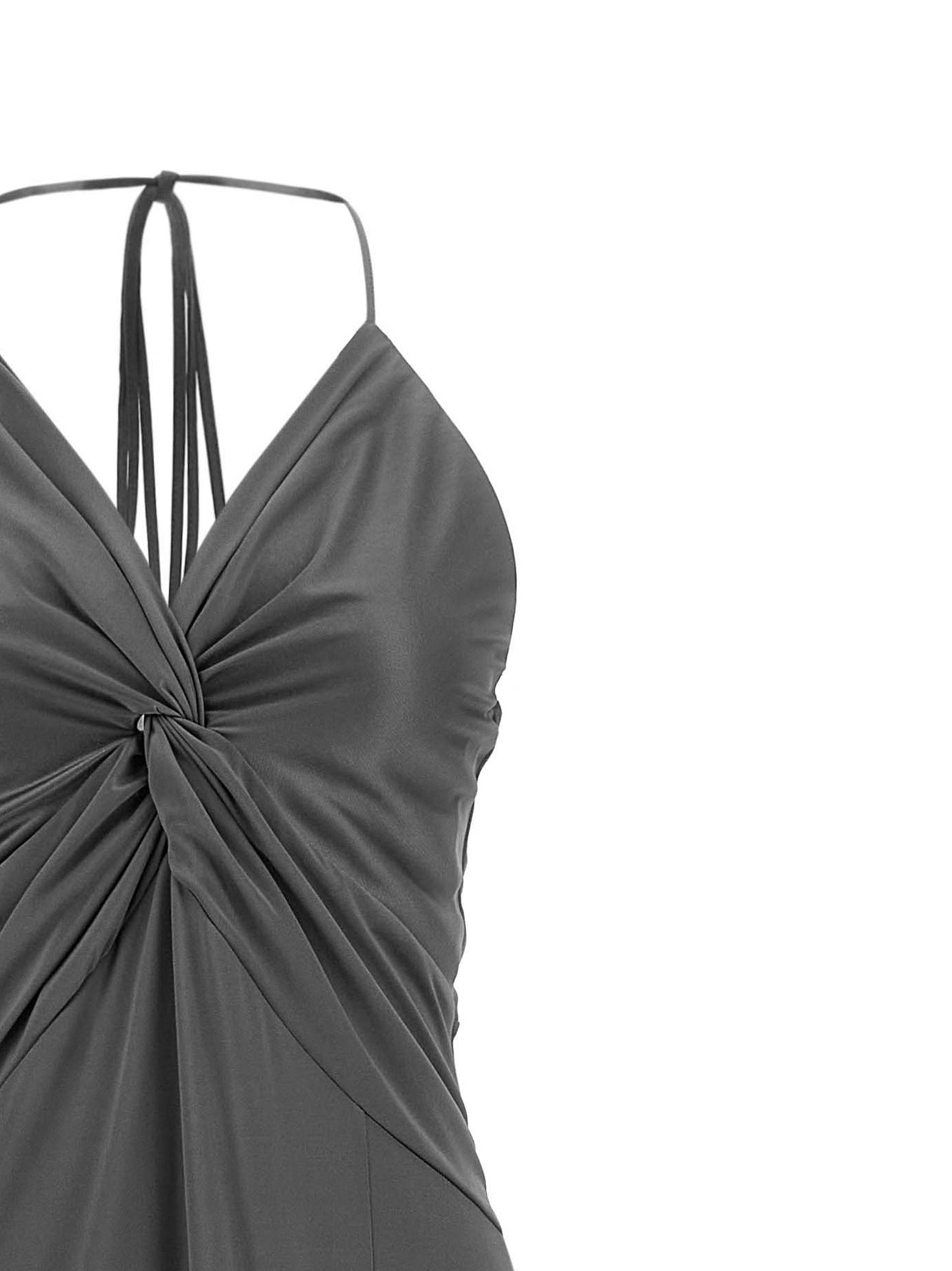 Dress by PINKO for women in acetate gray features an eye catching silhouette with a sophisticated , elegant , and a refined long for a eye catching aesthetic.