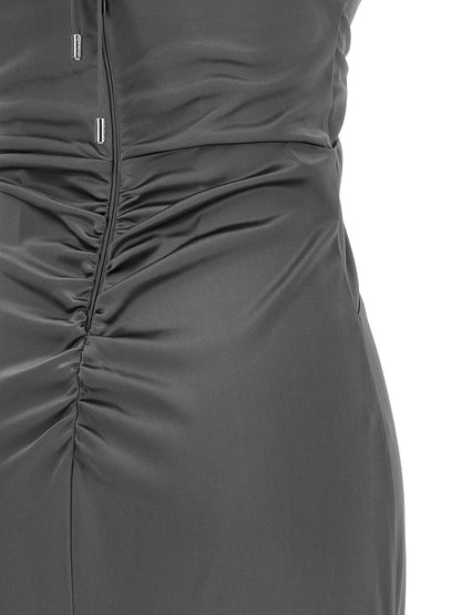 Dress by PINKO for women in acetate gray showcases a striking silhouette, elegantly detailed with a , refined , and a striking long for a striking finish.