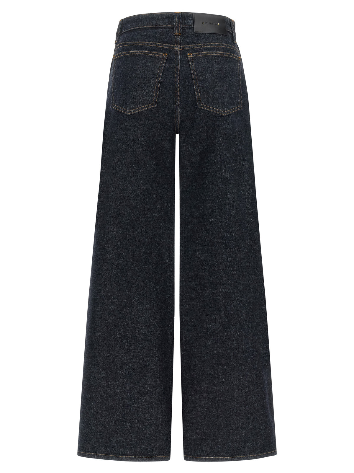 Khaite Women's Flared Wide High Rise Polyurethane Denim Cotton & Leather Jeans - Blue Indigo Mustard Signature