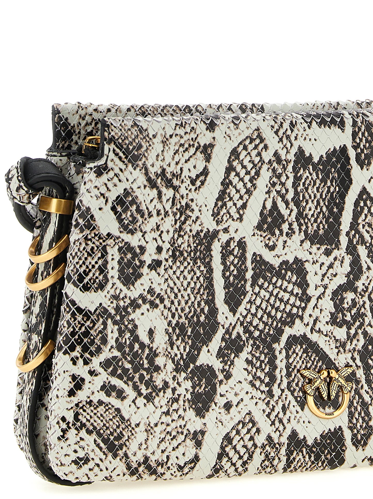 Mini Crossbody Handbag by PINKO for women in bos taurus calf suede leather black, gold, multicolor, white & print showcases a versatile sophistication silhouette, featuring a secure buckle, versatile sophistication , and versatile crossbody-strap & shoulder-strap for a versatile sophistication finish.