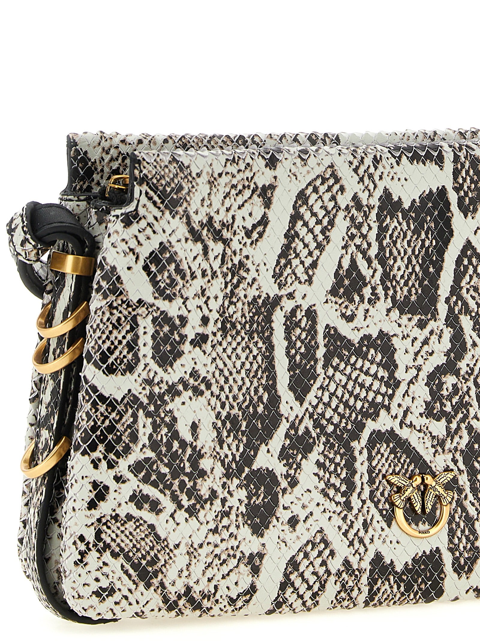 Mini Crossbody Handbag by PINKO for women in bos taurus calf suede leather black, gold, multicolor, white & print showcases a versatile sophistication silhouette, featuring a secure buckle, versatile sophistication , and versatile crossbody-strap & shoulder-strap for a versatile sophistication finish.