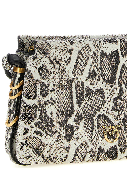 Mini Crossbody Handbag by PINKO for women in bos taurus calf suede leather black, gold, multicolor, white & print showcases a versatile sophistication silhouette, featuring a secure buckle, versatile sophistication , and versatile crossbody-strap & shoulder-strap for a versatile sophistication finish.