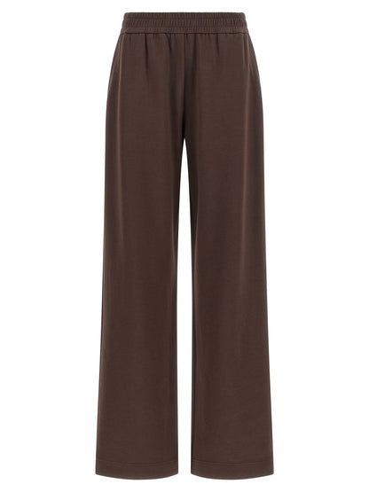 Joggers by Moncler for women in cotton felt brown features an sartorial relaxed-fit & wide and long with a cut for a sartorial finish.