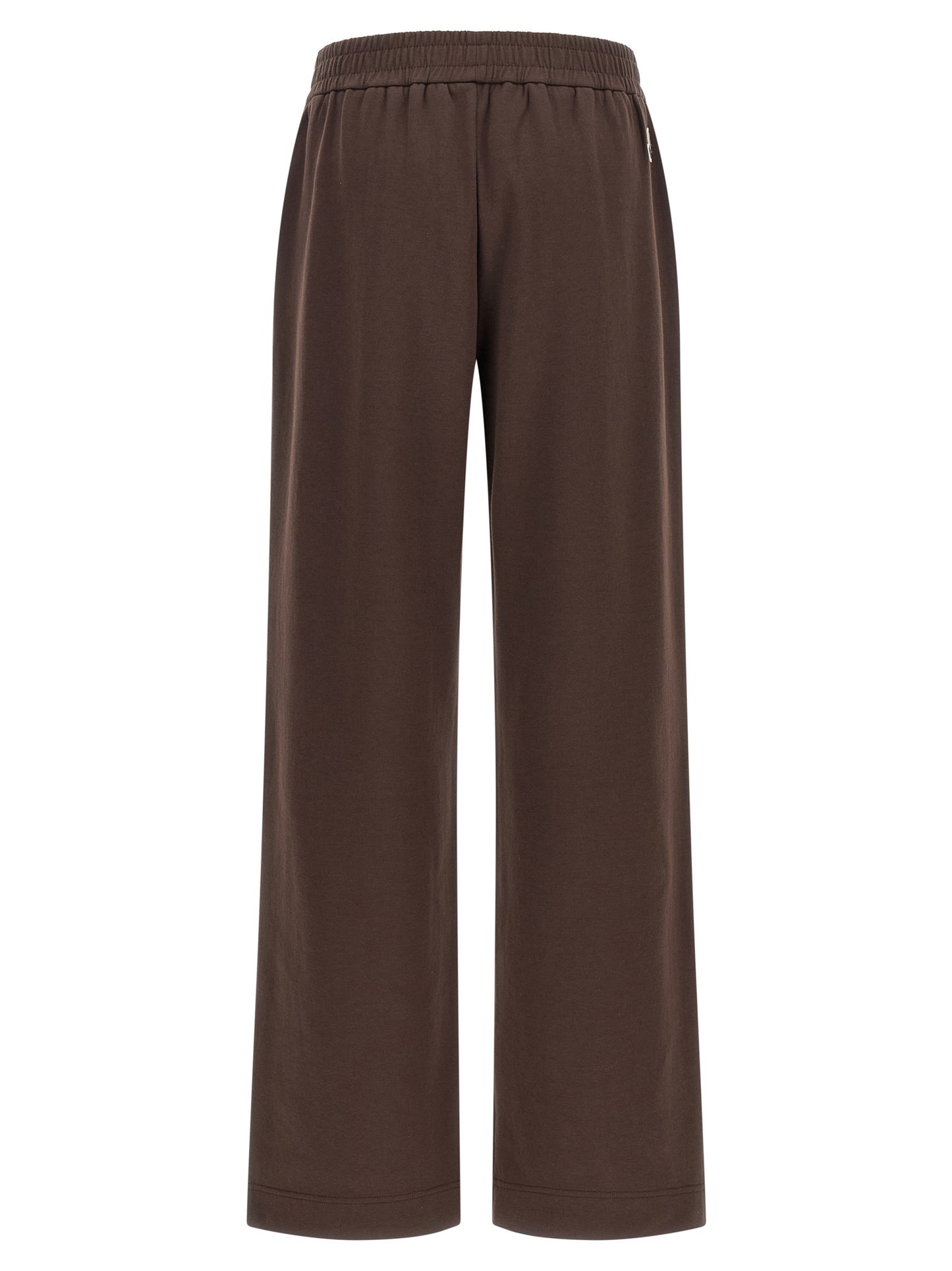 Joggers by Moncler for women in cotton felt brown presents a refined pantology silhouette, artfully defined by a refined pantology relaxed-fit & wide, long, and a sophisticated .