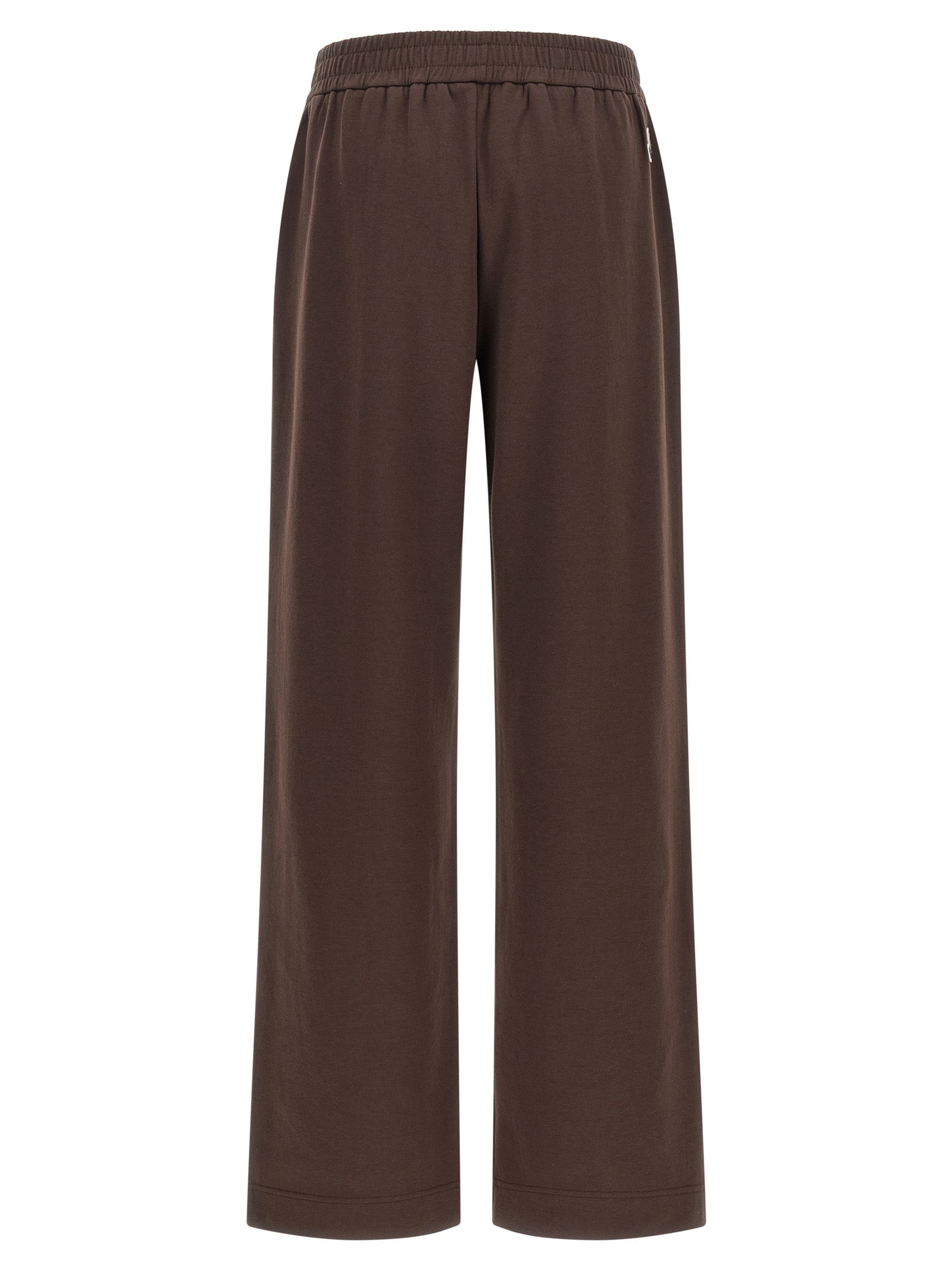 Joggers by Moncler for women in cotton felt brown presents a refined pantology silhouette, artfully defined by a refined pantology relaxed-fit & wide, long, and a sophisticated .