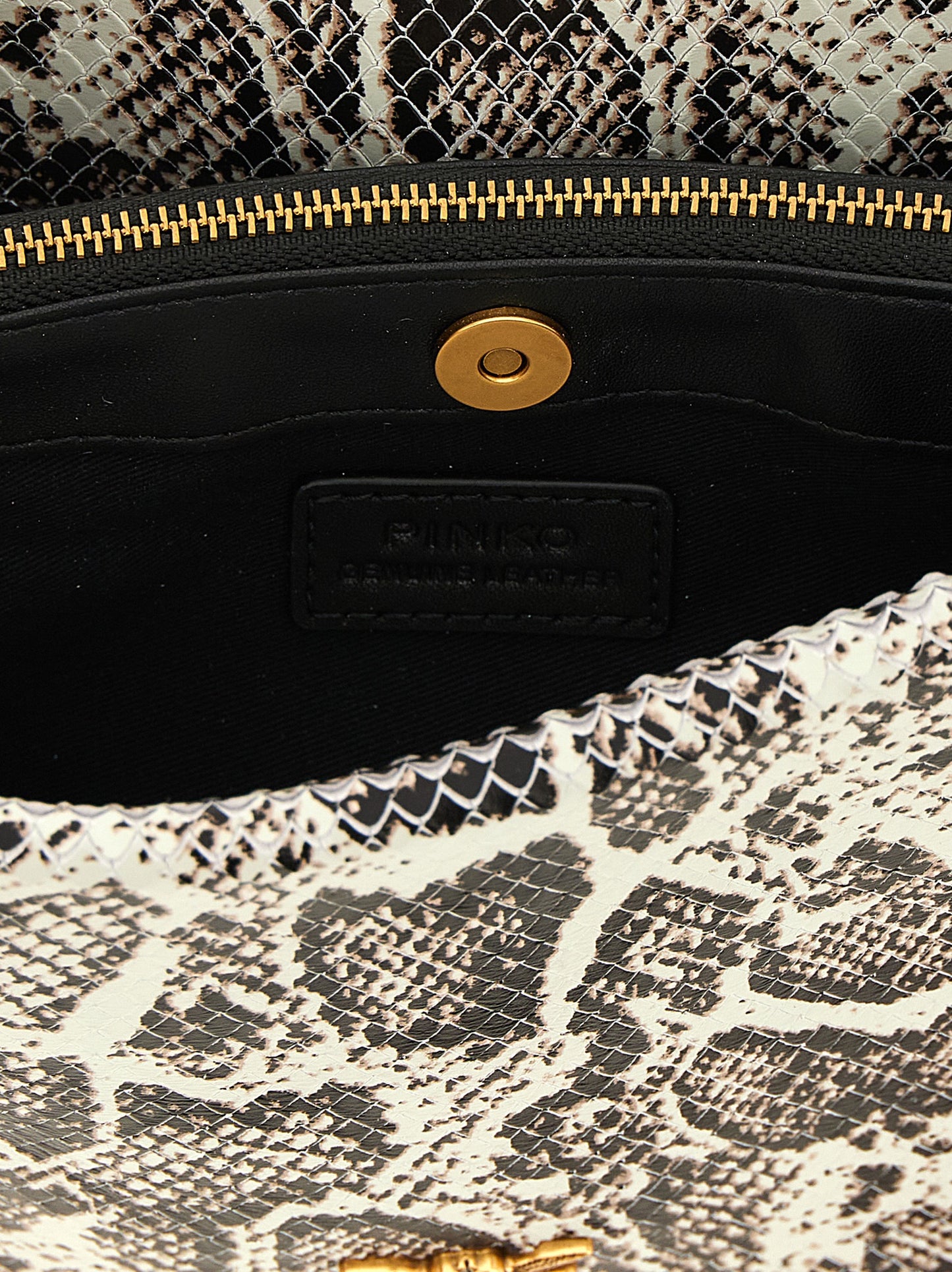 Mini Crossbody Handbag by PINKO for women in bos taurus calf suede leather black, gold, multicolor, white & print features an multi-faceted design with a secure buckle, ample , and versatile crossbody-strap & shoulder-strap for a multi-faceted finish.
